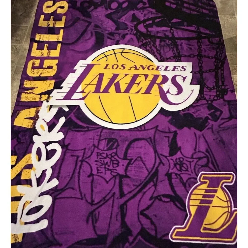 Los Angeles Lakers Graffiti Plush Throw‎ Blanket 50